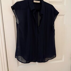 LOFT Navy Sheer Blouse